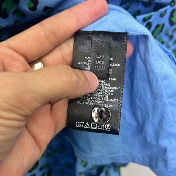 Anthropologie - Maeve Paola Flounced Cheetah Blue Print Sleeveless Midi Dress SM - Picture 11 of 14